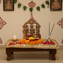 Brass Ram Darbar Set with Prabhavali - Symbol of Righteousness, Devotion, and Family