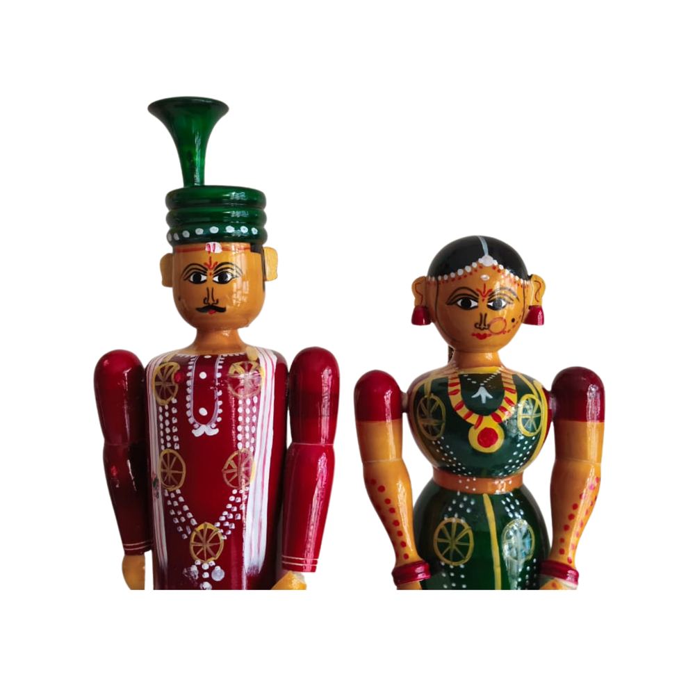 Etikoppaka Wooden Couple – South Indian Marriage Ceremony Folk Art   Etikoppaka Lacquerware