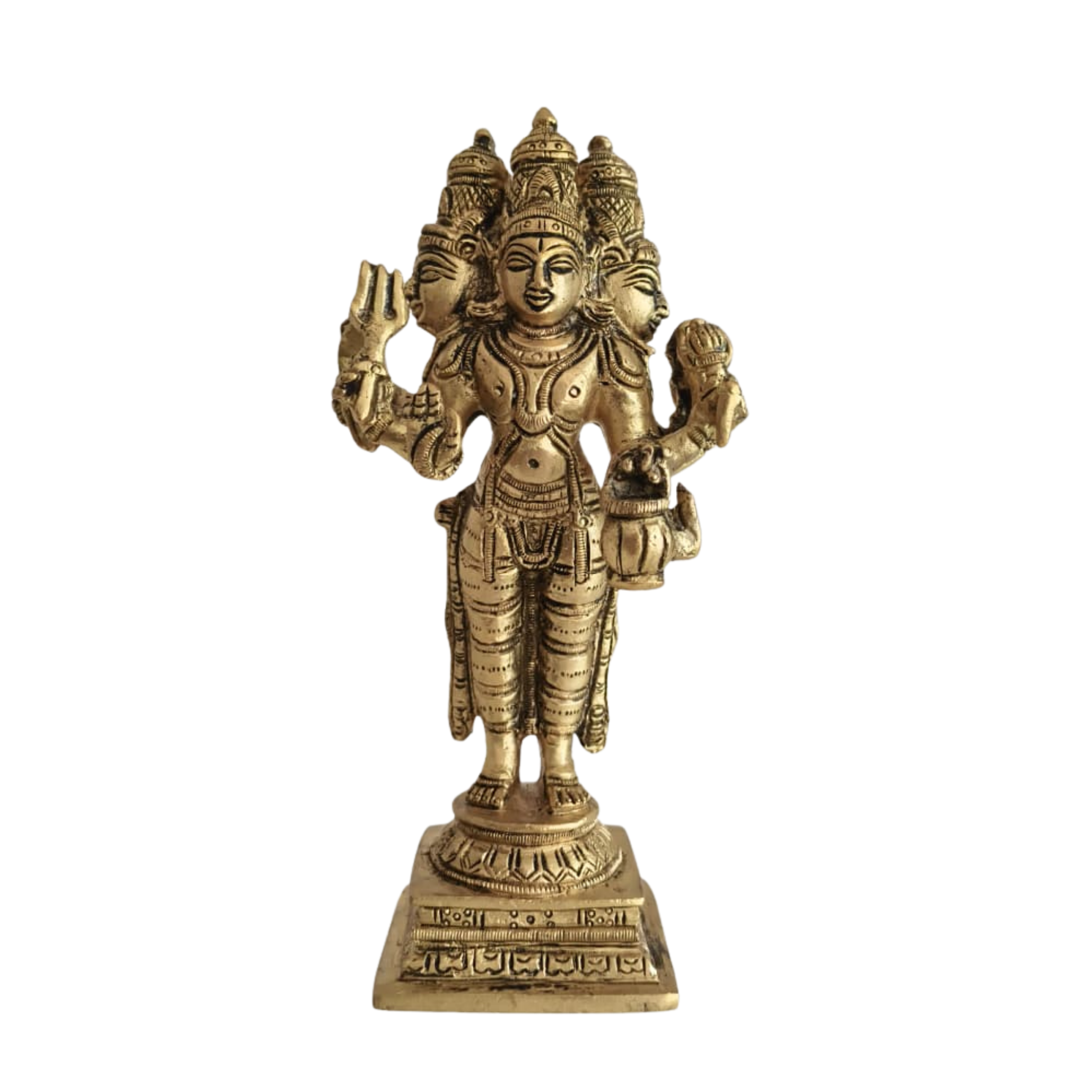 Standing Brass Lord Brahma Idol (Four-Faced Creator God)