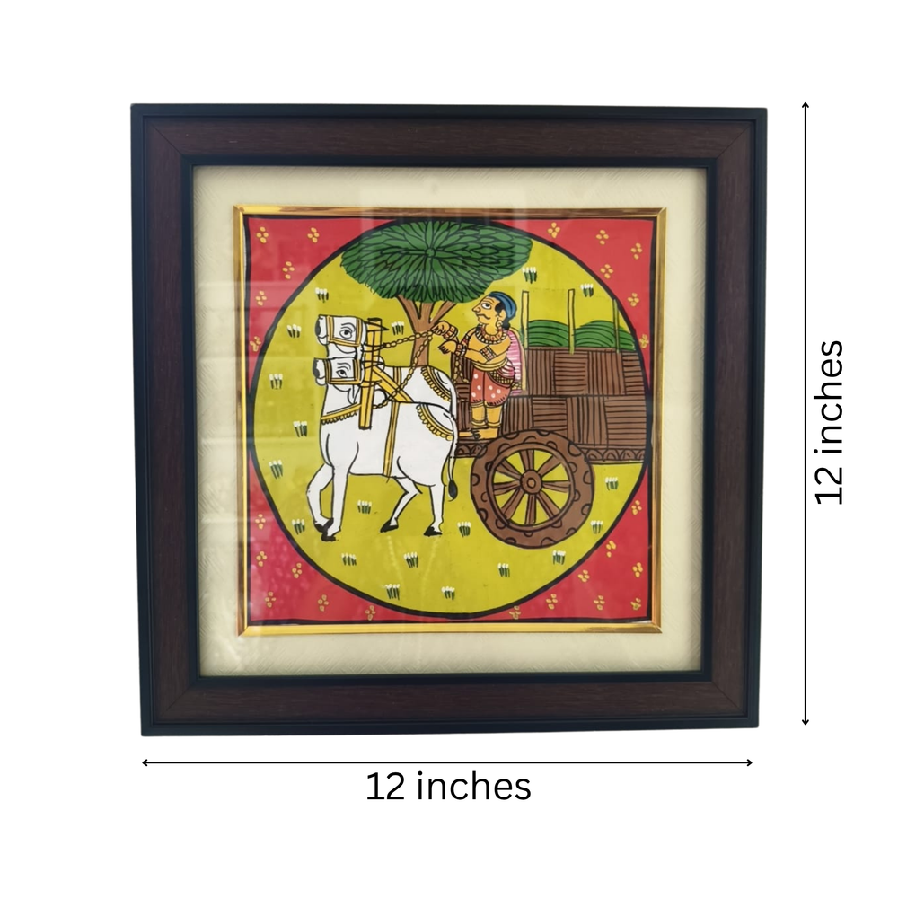 Village Scene Painting - Cheriyal Folk Narrative Art   Cheriyala Painting