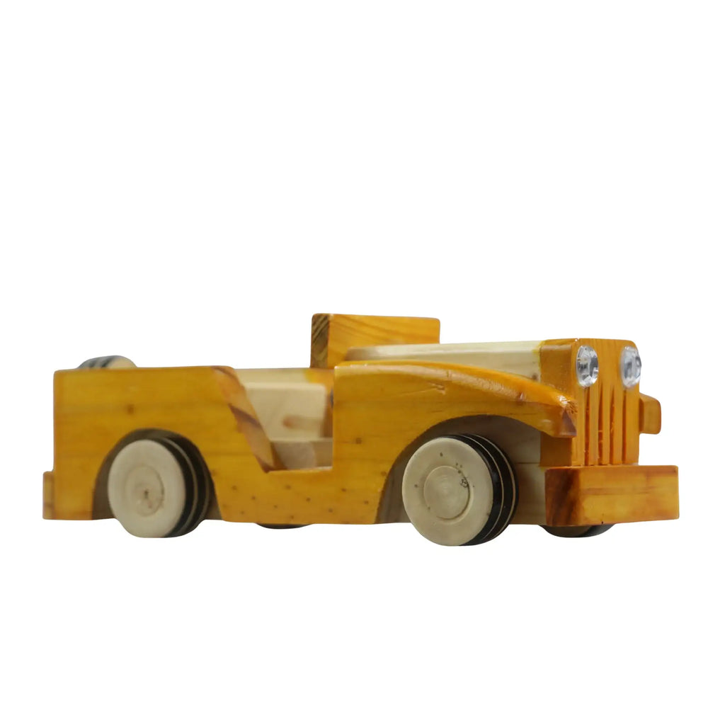 Channapatna wooden racing car handcrafted as a traditional mud racer toy