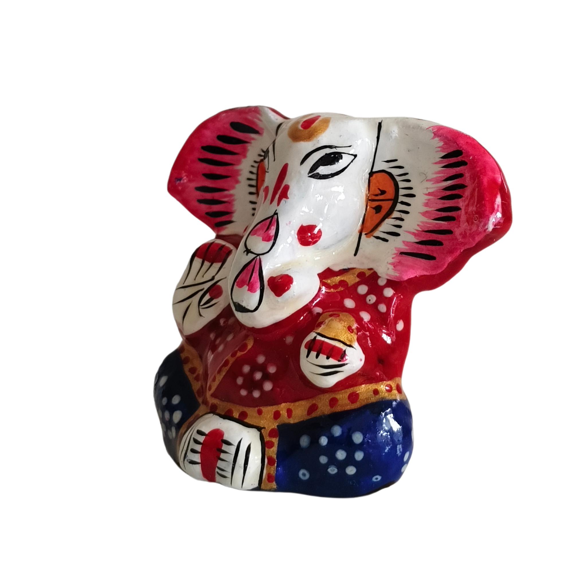 Handcrafted Terracotta Ganesha Figurine - Colorful Indian Folk Art Decor