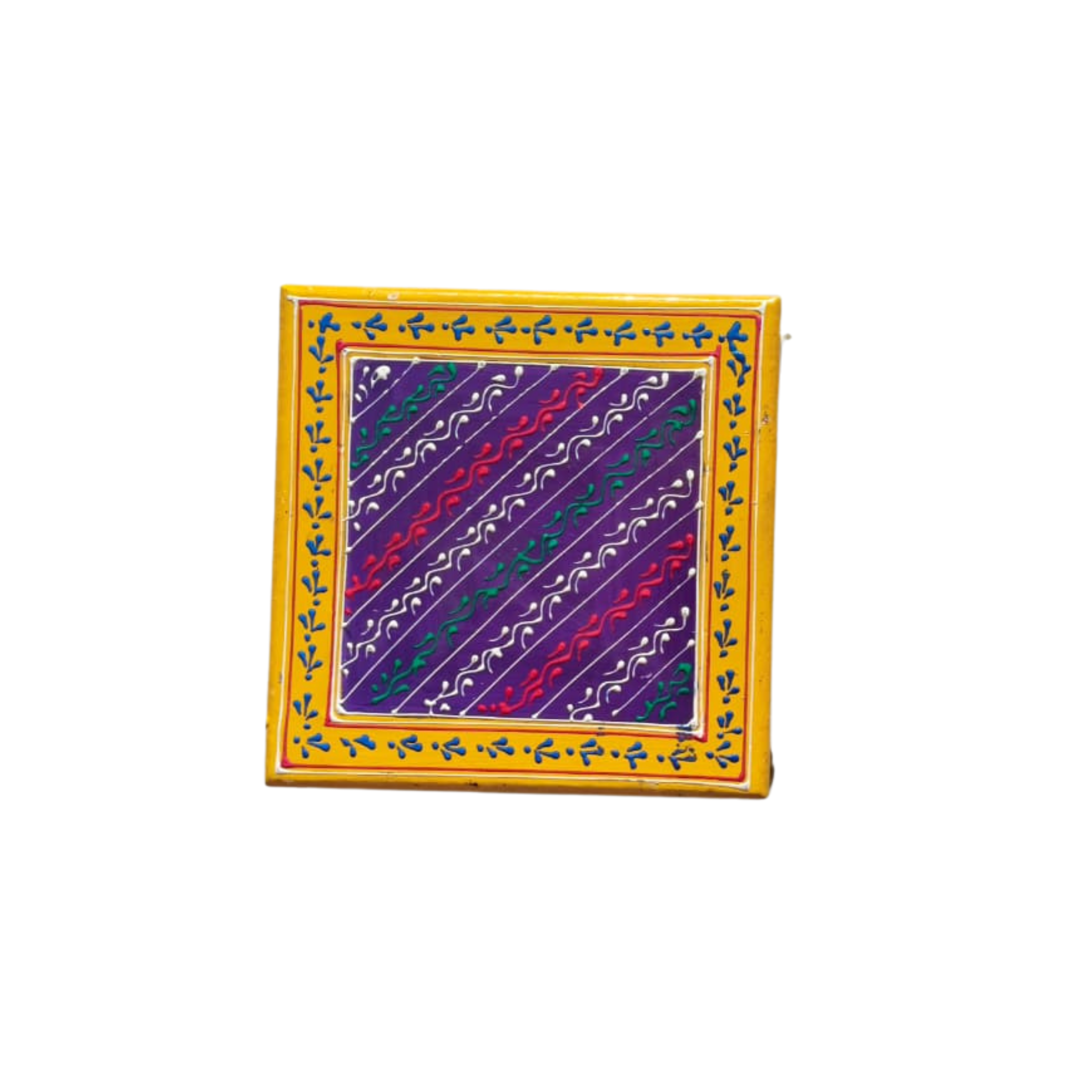 Hand-Painted Wooden Pooja Stool (Chowki) with Traditional Design