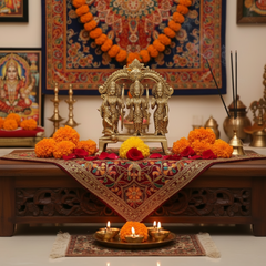 Brass Ram Darbar Set with Prabhavali - Symbol of Righteousness, Devotion, and Family