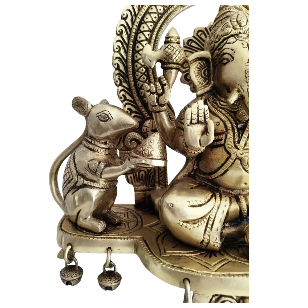 Divine Brass Ganesha with Mushika – Symbol of Wisdom, Humility & Prosperity   Brass Ware