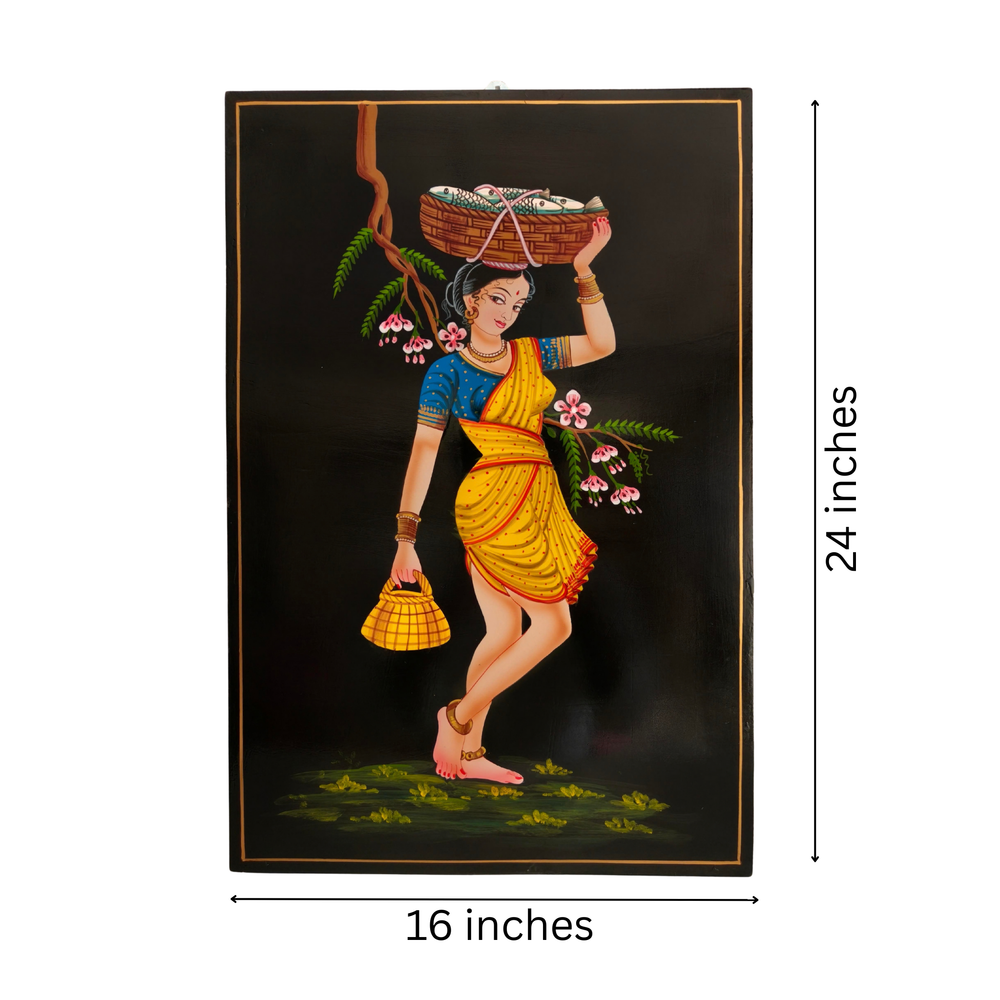 Folk village life fish basket Nirmal art