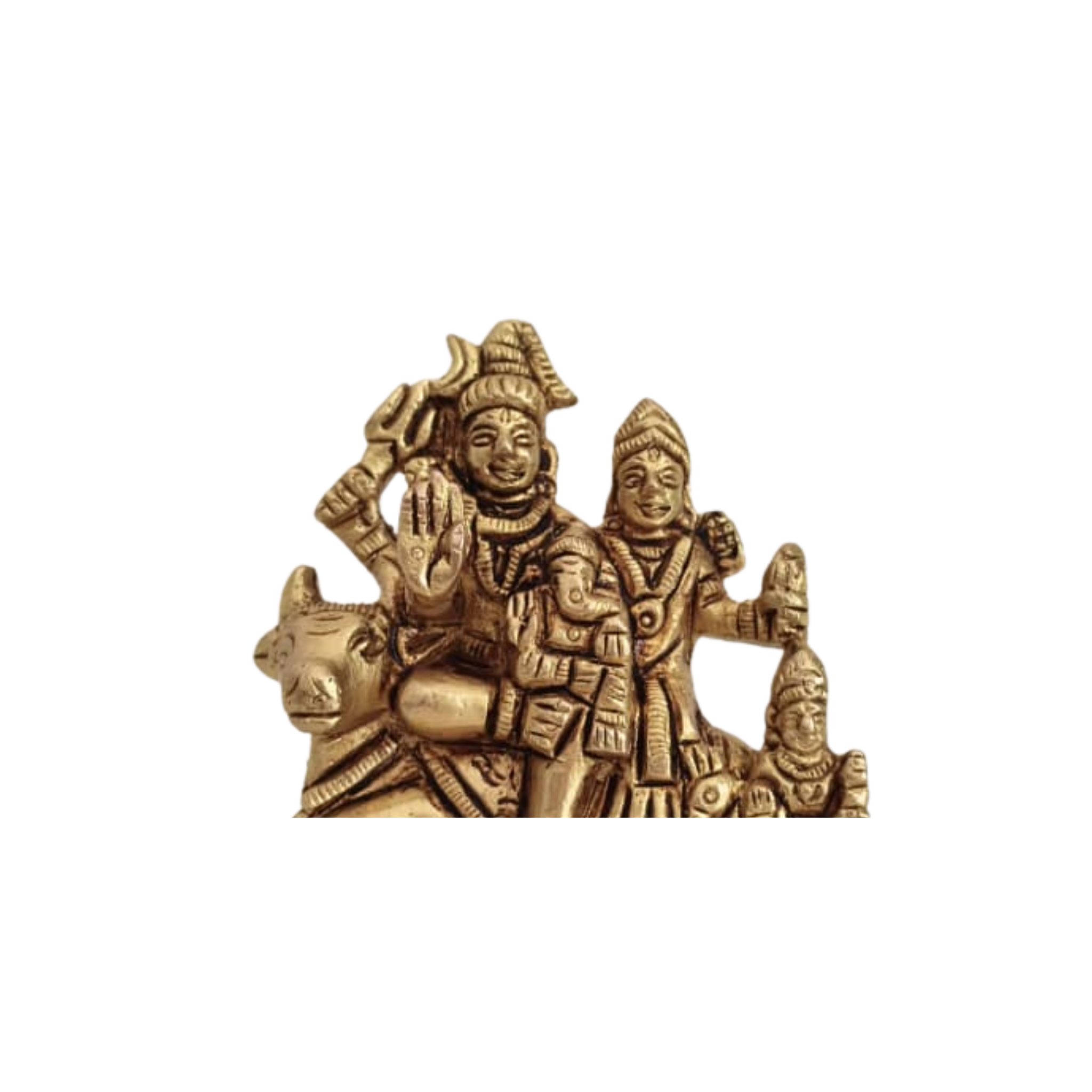 Brass Shiva Parivar Idol on Nandi – Divine Family for Harmony and Protection