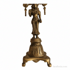 Brass Radha Idol with Prabhavali – Traditional Goddess Radha Standing Statue   Brass Artwork
