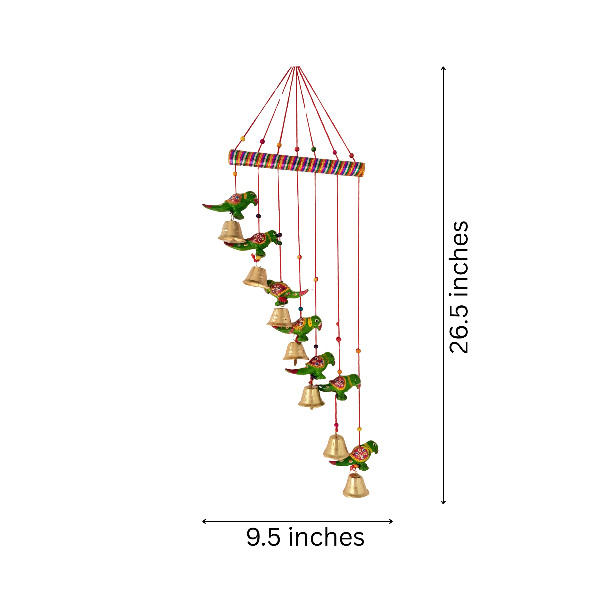 Vibrant Indian Folk Art Parrot Cascade Wall Hanging