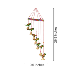 Vibrant Indian Folk Art Parrot Cascade Wall Hanging