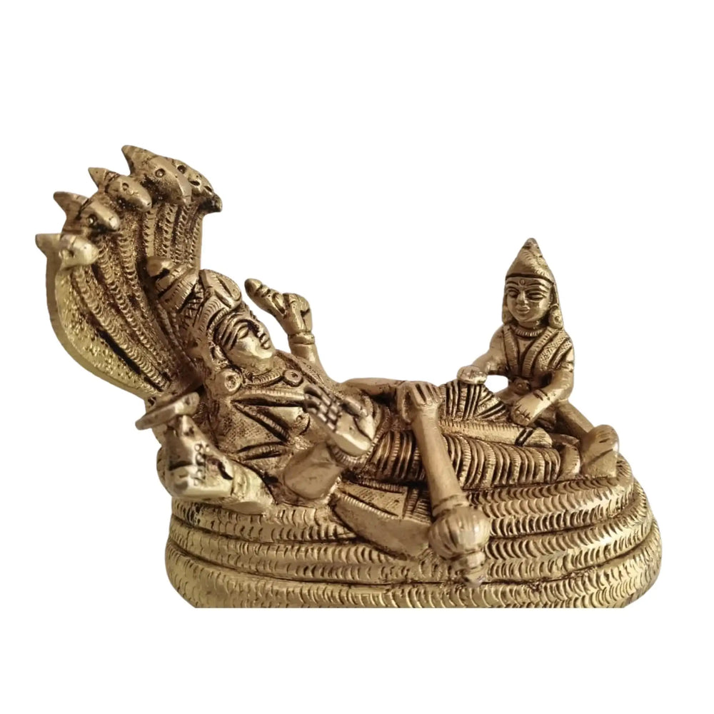 Brass Vishnu Anantha Shayana Idol – Vishnu on Sheshnag with Lakshmi Statue   Brass Ware