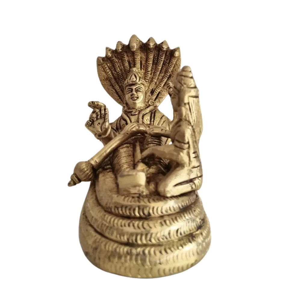 Brass Vishnu Anantha Shayana Idol – Vishnu on Sheshnag with Lakshmi Statue   Brass Ware