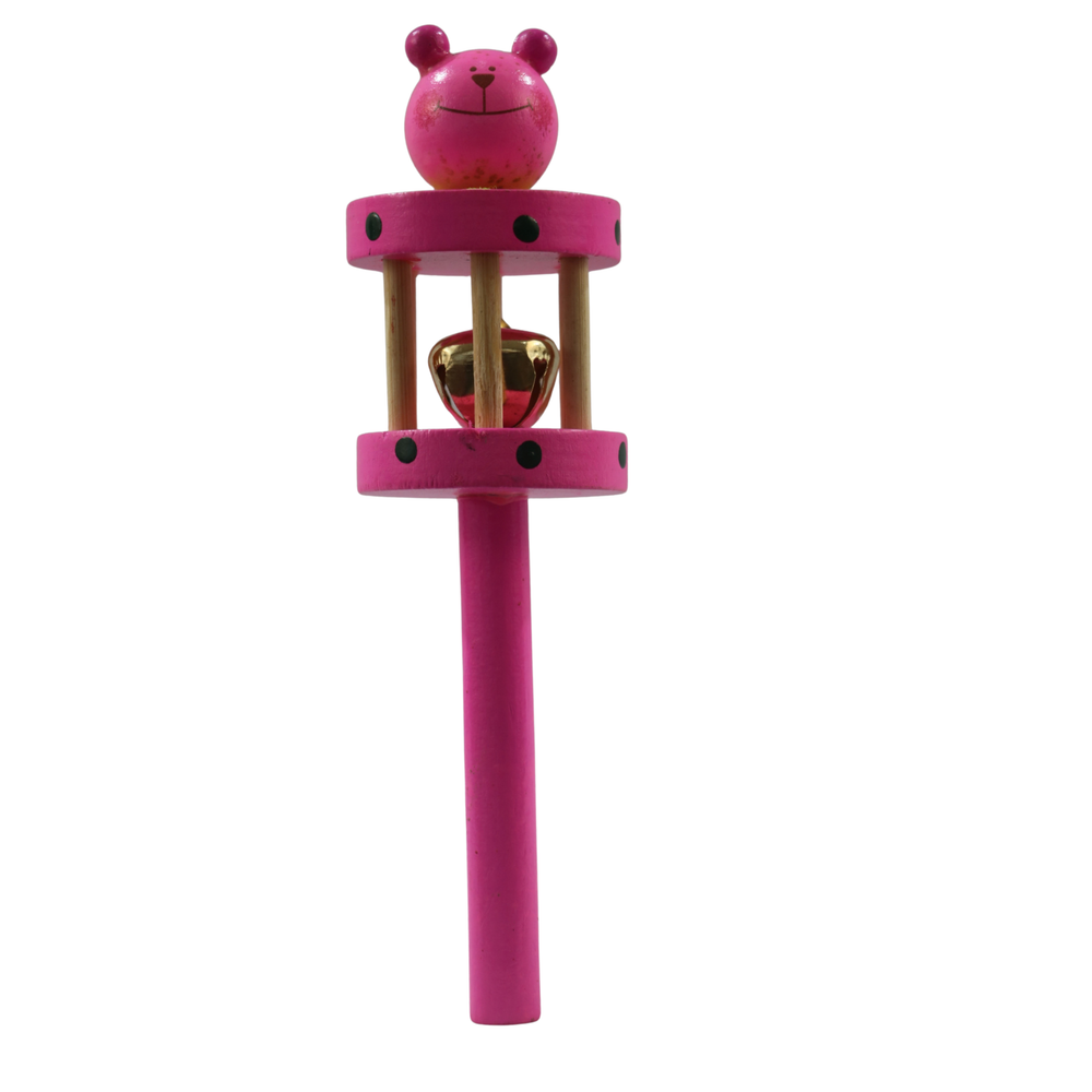 Channapatna wooden cage rattle in bright multicolour design
