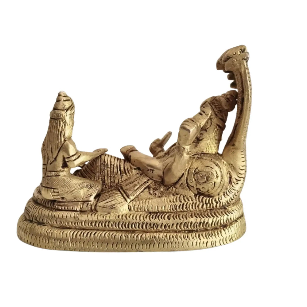 Brass Vishnu Anantha Shayana Idol – Vishnu on Sheshnag with Lakshmi Statue   Brass Ware