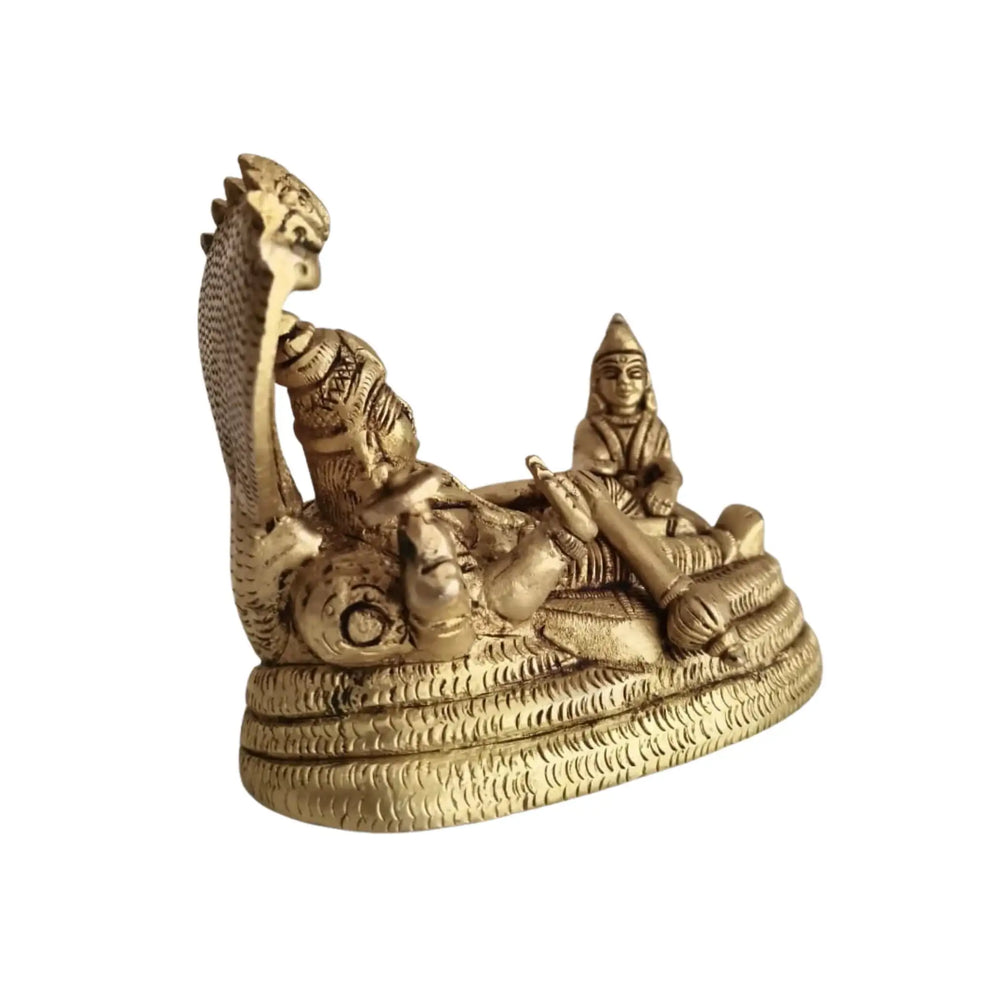 Brass Vishnu Anantha Shayana Idol – Vishnu on Sheshnag with Lakshmi Statue   Brass Ware