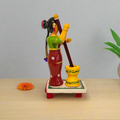 The Village Pounding Woman – Etikoppaka Wooden Craft