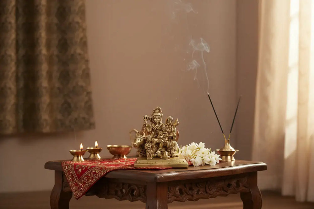 Brass Shiva Parivar Idol – Lord Shiva Family for Pooja & Home Temple Decor   Brass Ware