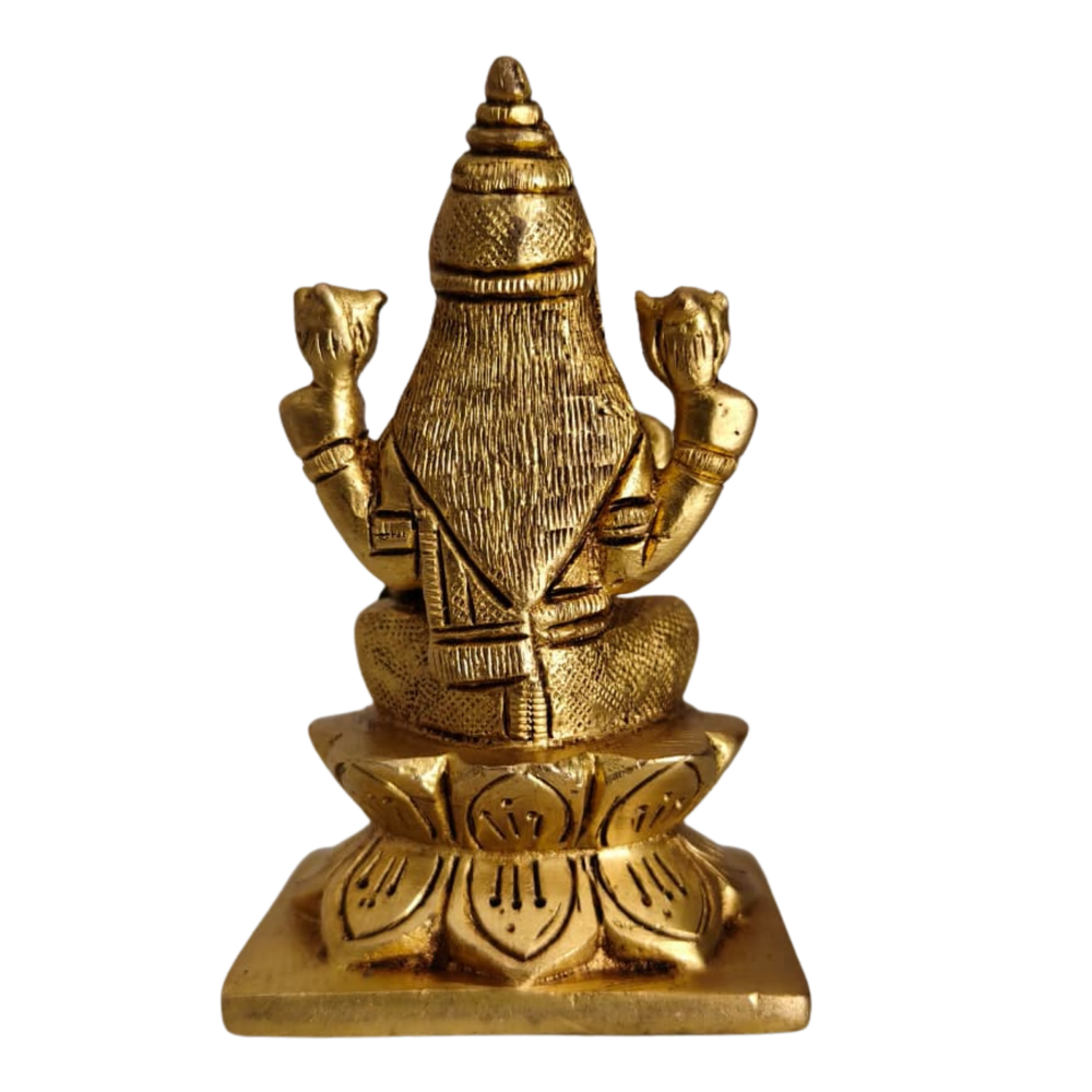 Handcrafted Brass Lakshmi Idol – Sitting on Lotus | Traditional Goddess Statue   Brass Artwork