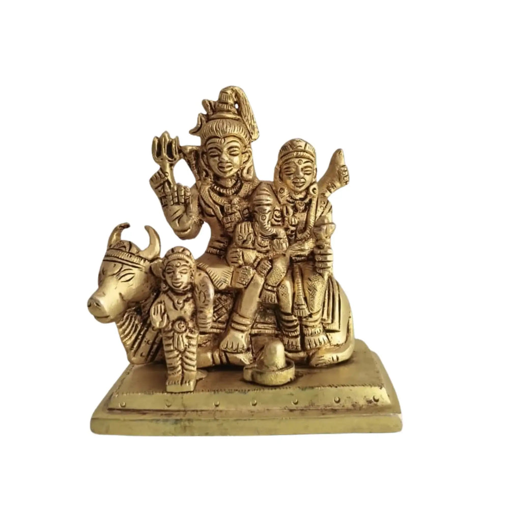Brass Shiva Parivar Idol – Lord Shiva Family for Pooja & Home Temple Decor   Brass Ware