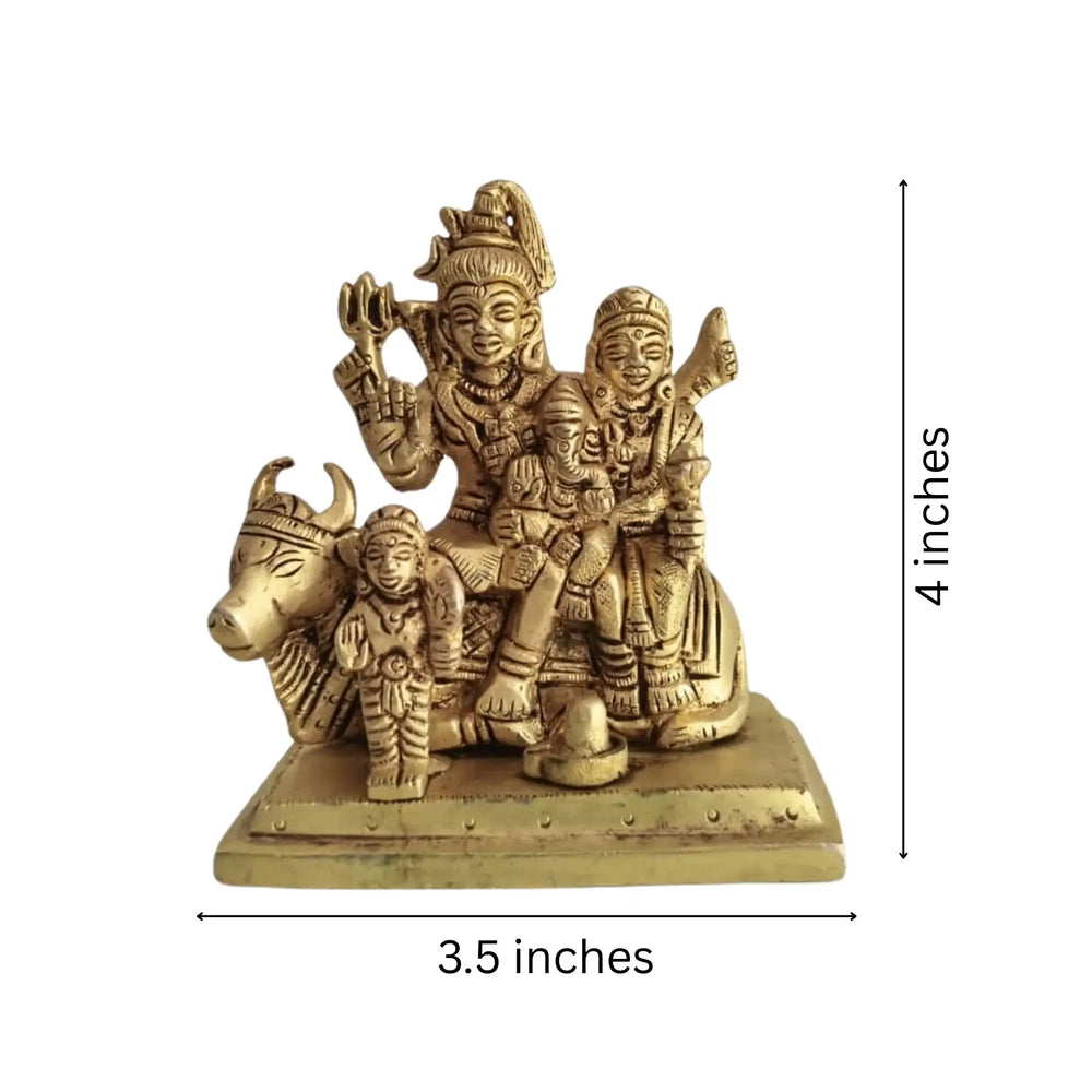 Brass Shiva Parivar Idol – Lord Shiva Family for Pooja & Home Temple Decor   Brass Ware