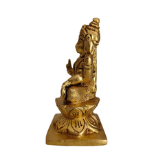 Handcrafted Brass Lakshmi Idol – Sitting on Lotus | Traditional Goddess Statue   Brass Artwork