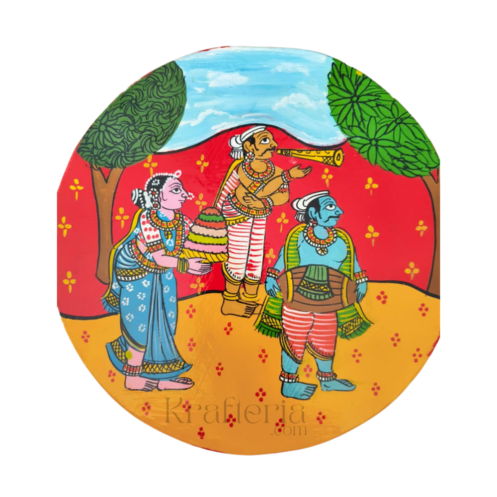 Women’s Festival Gathering – Cheriyal Hand-Painted Wall Plate   wall decor