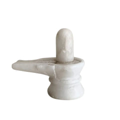 Handcrafted marble Shiva Lingam idol with smooth finish.