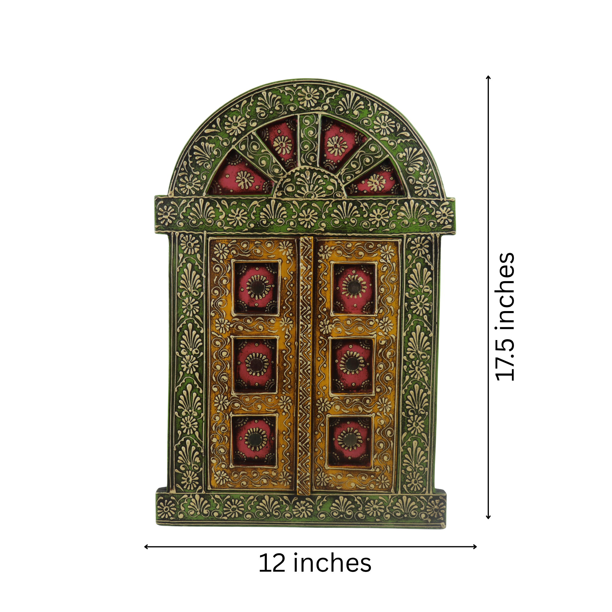 Hand-Painted Wooden Jharokha Door Frame – Traditional Wall Decor
