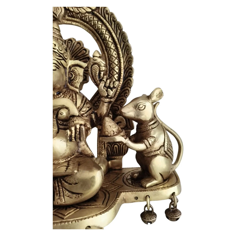Divine Brass Ganesha with Mushika – Symbol of Wisdom, Humility & Prosperity   Brass Ware