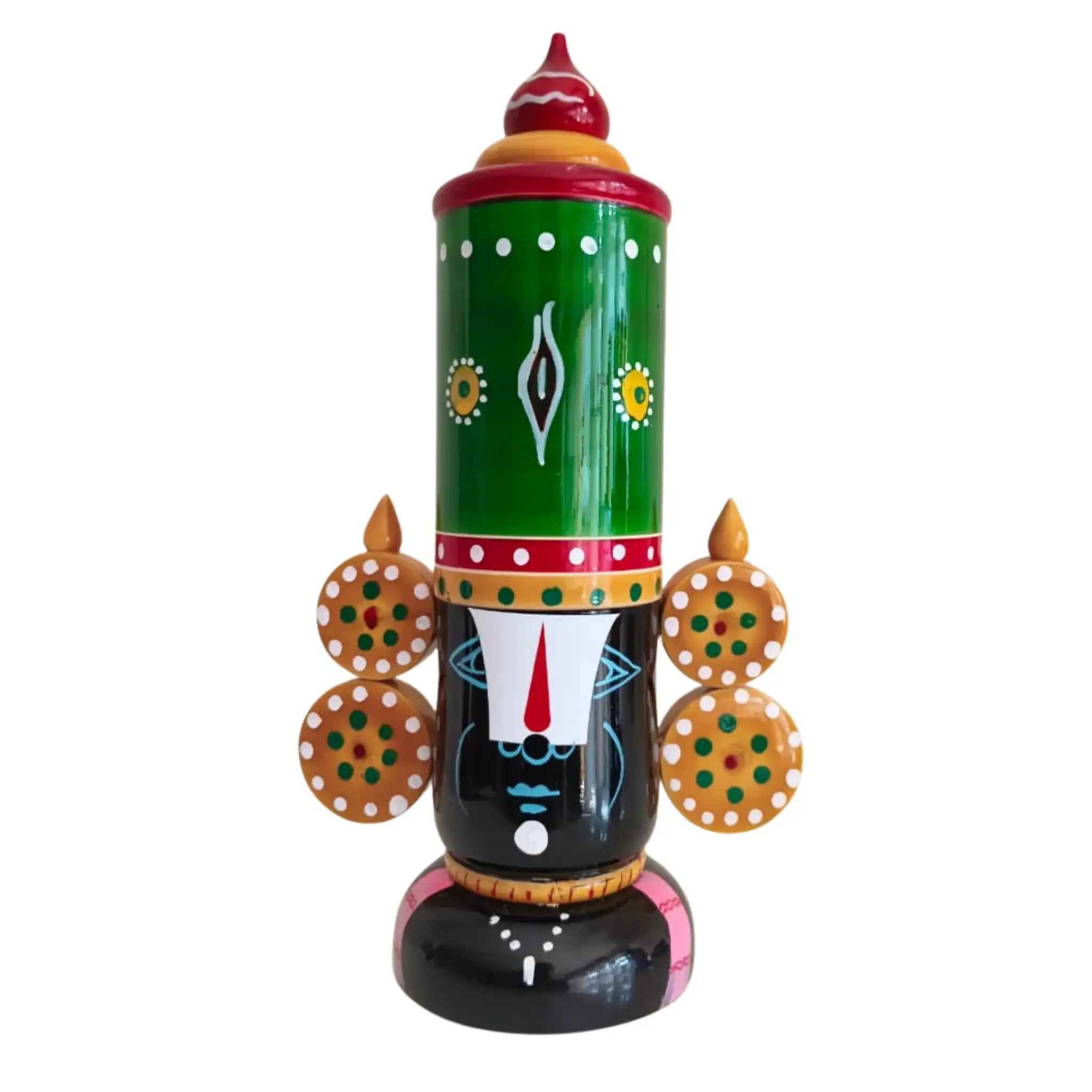 Hand-Painted Wooden Tirupati Balaji Idol - Traditional Decor   Etikoppaka Lacquerware