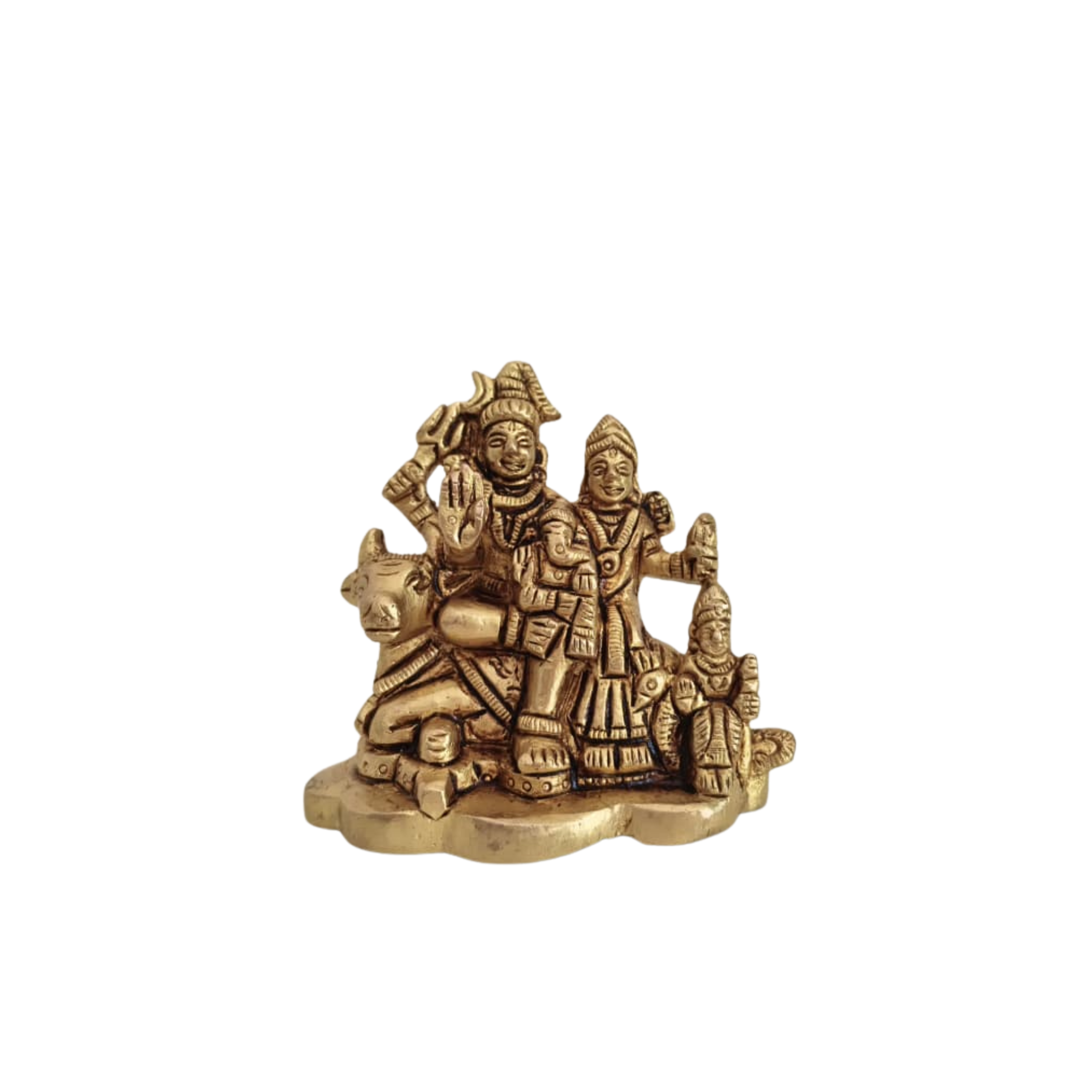 Brass Shiva Parivar Idol on Nandi – Divine Family for Harmony and Protection