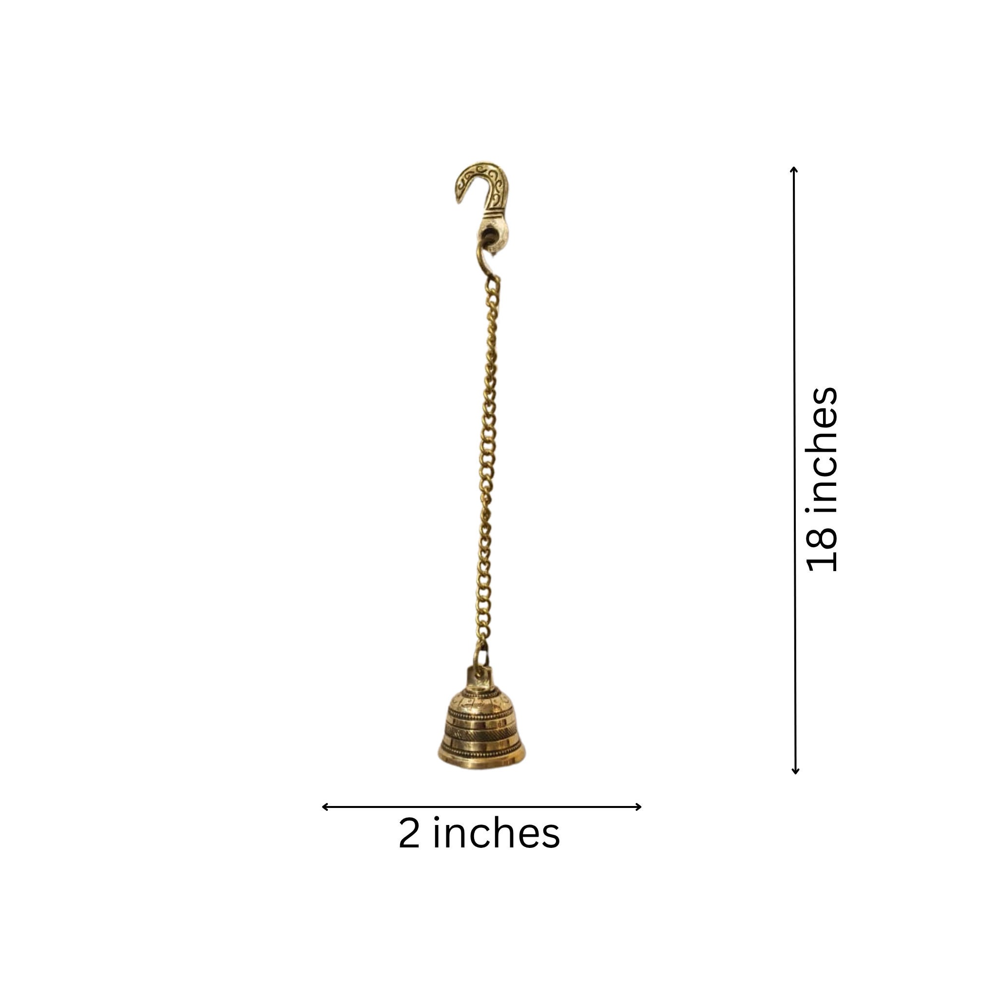 Handcrafted Antique Finish Hanging Brass Temple Bell with Chain and Hook