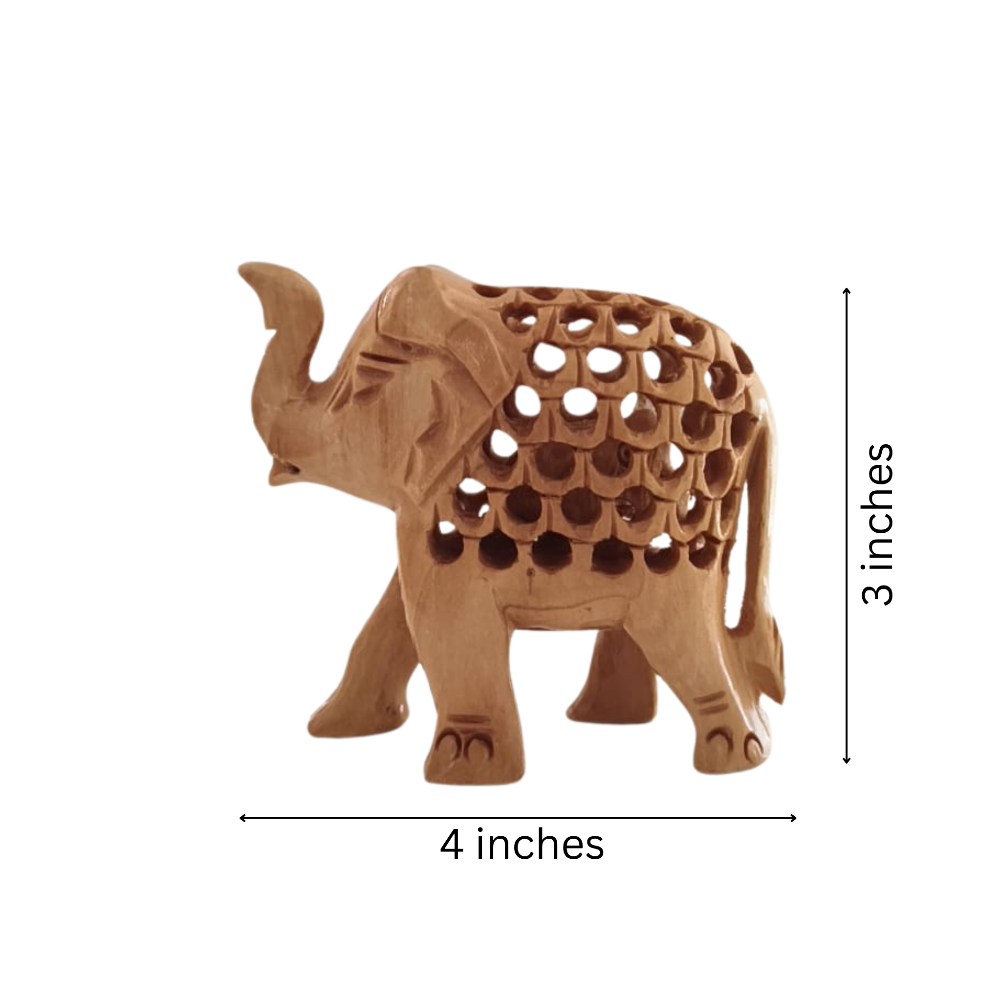 Wooden Elephant with Jali Work | Handmade Indian Craft Sculpture