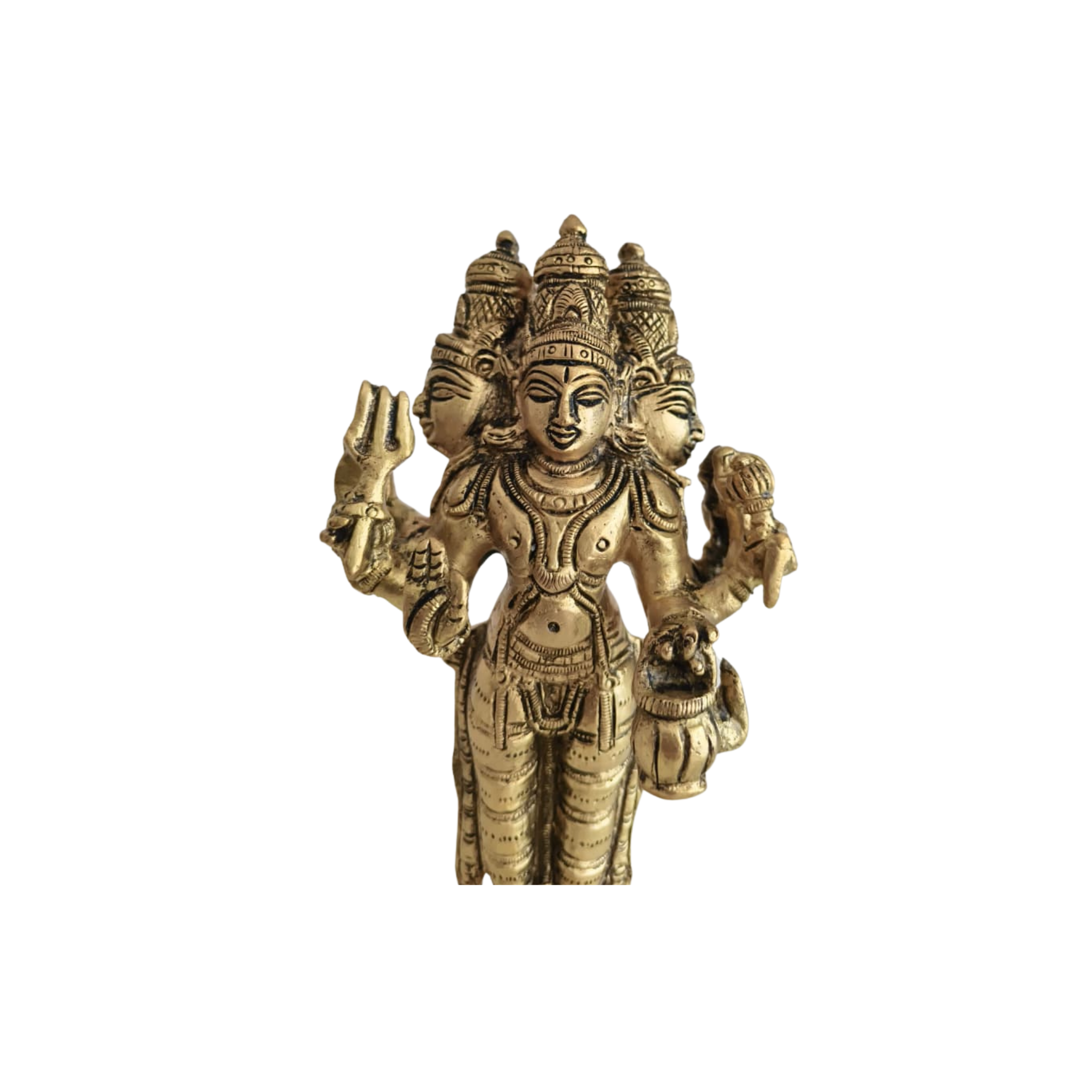 Standing Brass Lord Brahma Idol (Four-Faced Creator God)