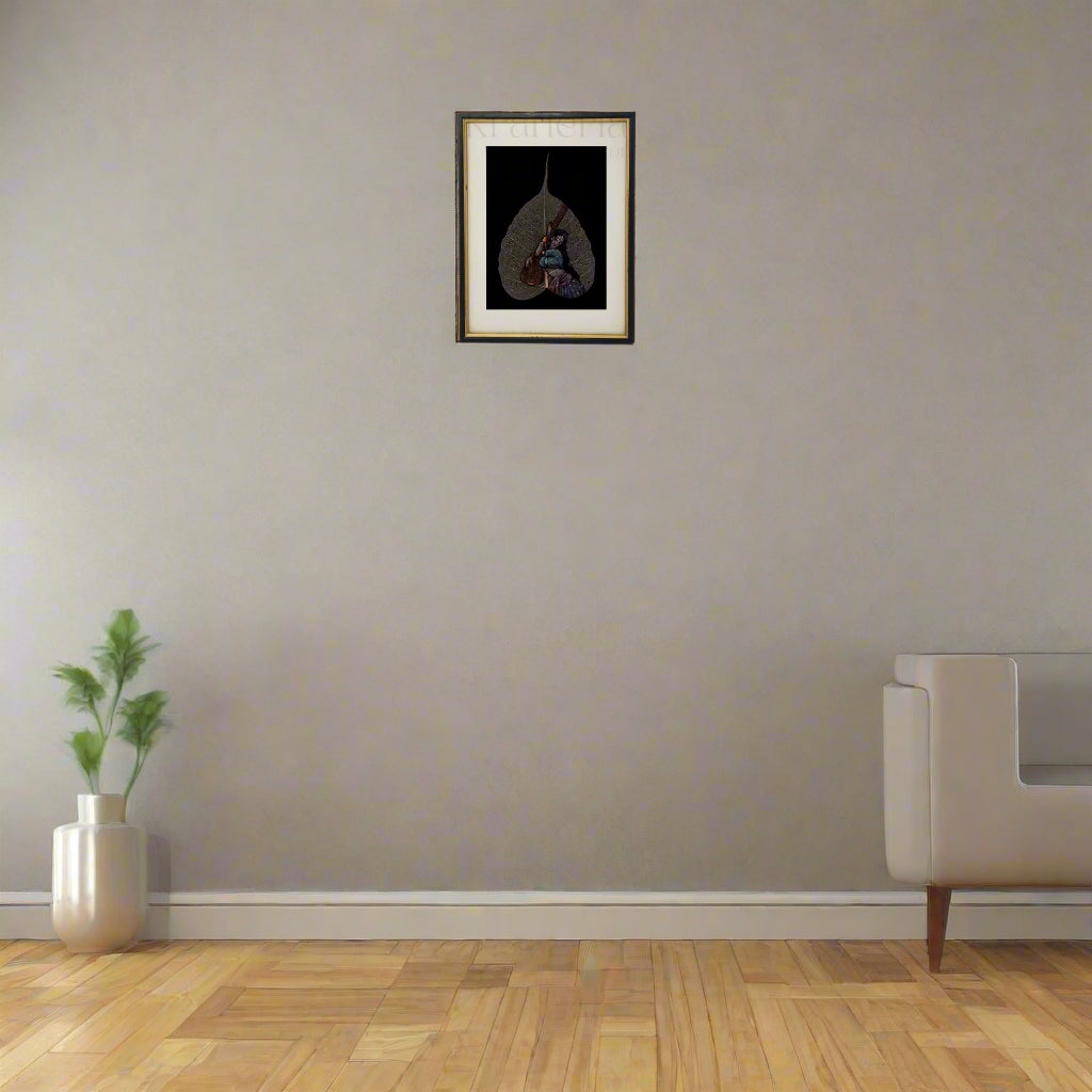 Musician on a Bodhi Leaf Miniature Painting