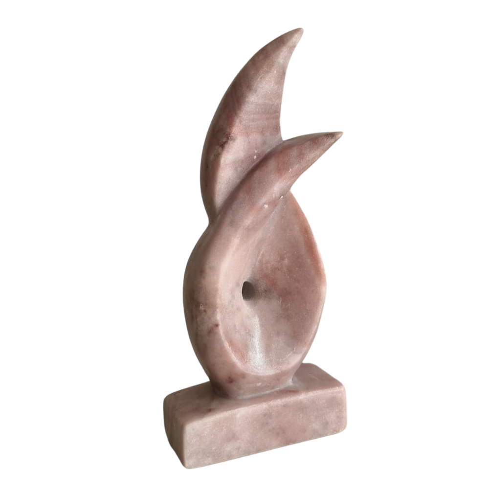 Flame Form Marble Sculpture – Hand-Carved Stone Accent for Modern Spaces   Marble