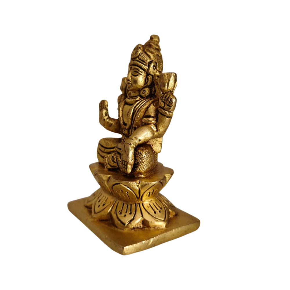Handcrafted Brass Lakshmi Idol – Sitting on Lotus | Traditional Goddess Statue   Brass Artwork