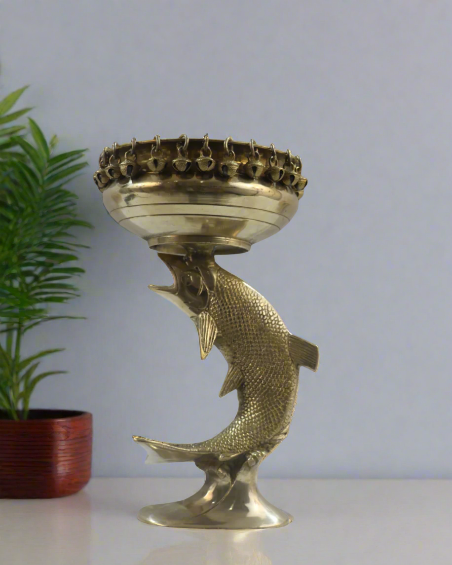 Decorative Brass Fish Urli for Floating Flowers & Candles