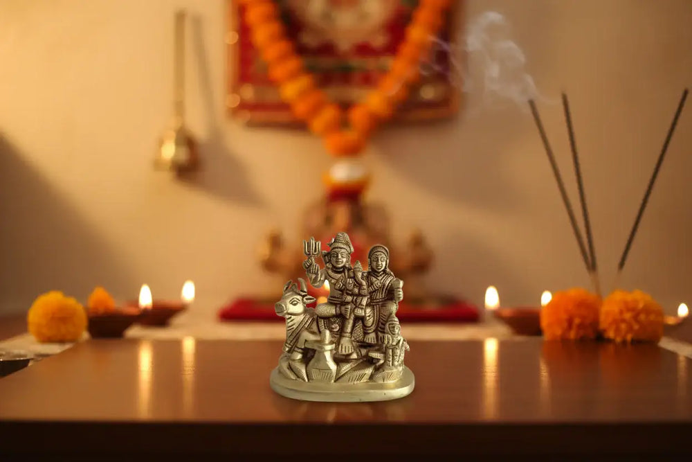 Brass Shiva Parivar Idol – Lord Shiva Family for Pooja & Home Temple Decor   Brass Ware