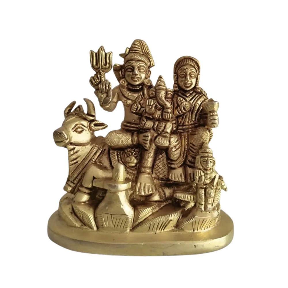 Brass Shiva Parivar Idol – Lord Shiva Family for Pooja & Home Temple Decor   Brass Ware