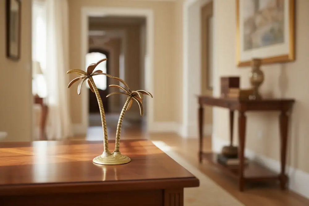 Brass Palm Tree – ropical Metal Tabletop & Home Decor Accent   Brass Ware