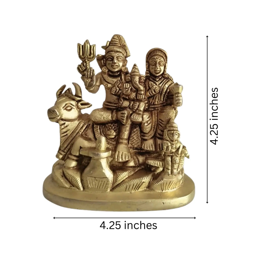 Brass Shiva Parivar Idol – Lord Shiva Family for Pooja & Home Temple Decor   Brass Ware