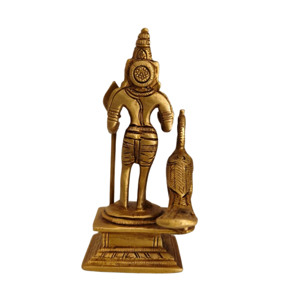 Brass Lord Murugan Idol with Peacock – Kartikeya Swamy Statue for Pooja & Home Decor   Brass Artwork