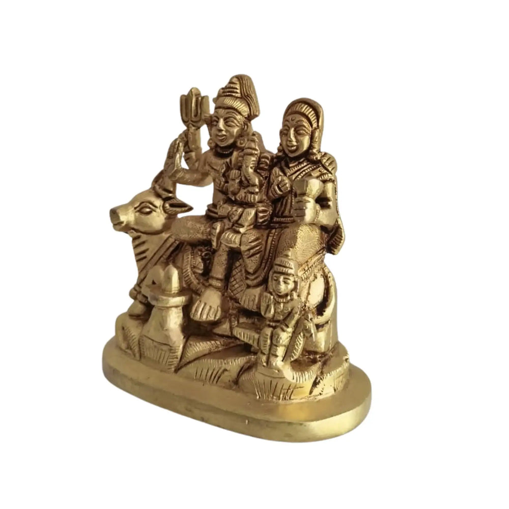 Brass Shiva Parivar Idol – Lord Shiva Family for Pooja & Home Temple Decor   Brass Ware