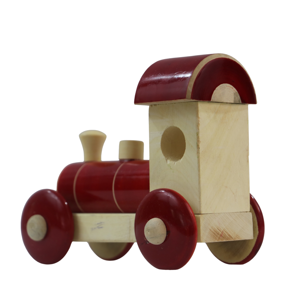 Handcrafted Channapatna wooden toy train with smooth finish