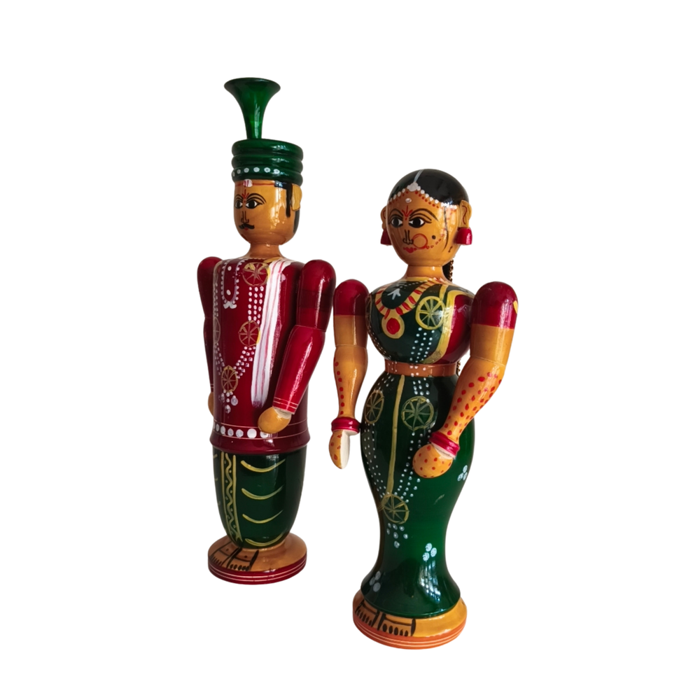 Etikoppaka Wooden Couple – South Indian Marriage Ceremony Folk Art   Etikoppaka Lacquerware