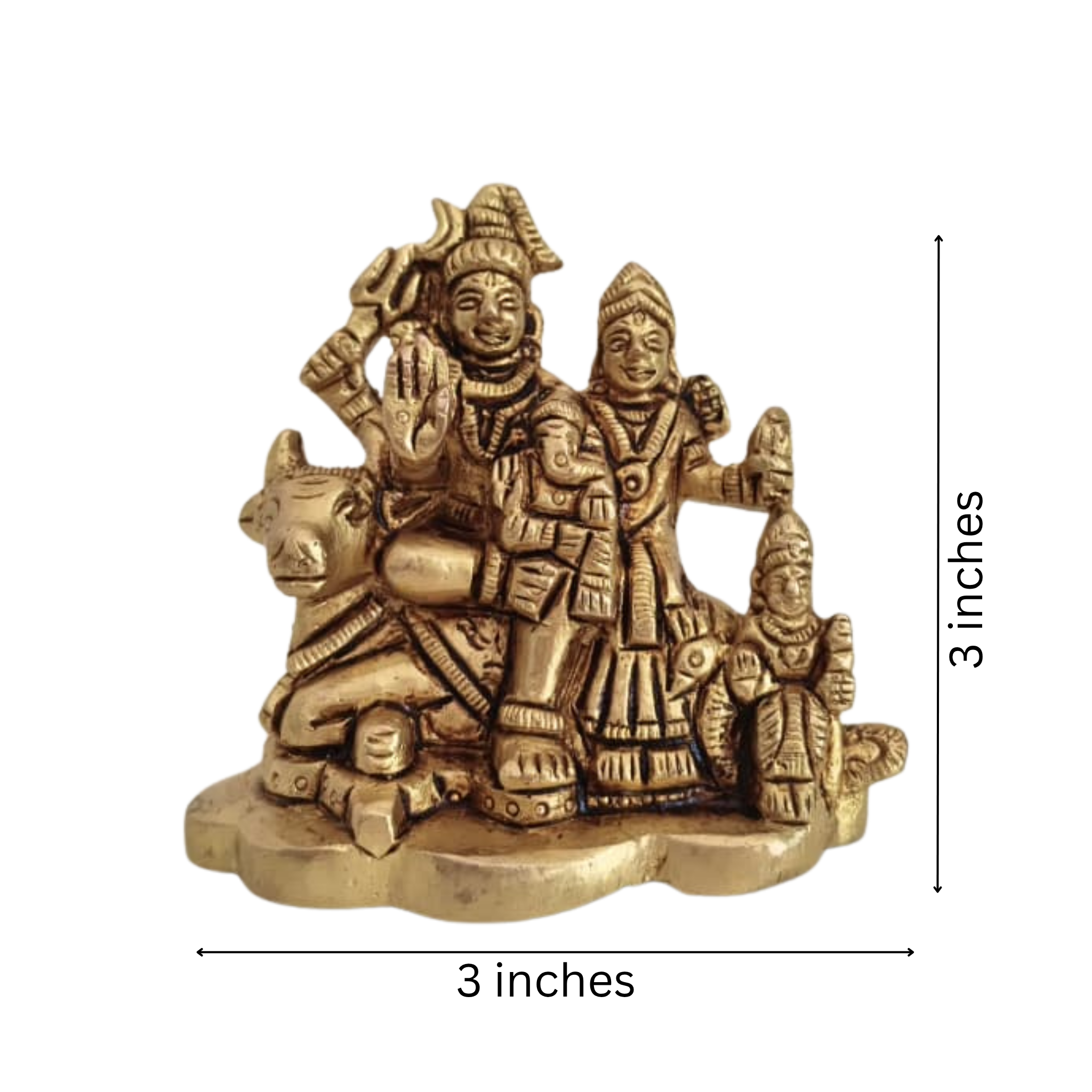Brass Shiva Parivar Idol on Nandi – Divine Family for Harmony and Protection