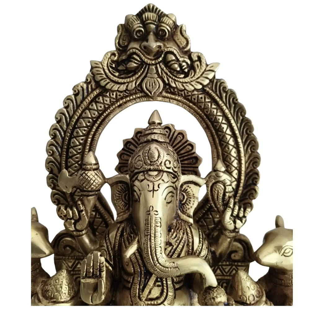 Divine Brass Ganesha with Mushika – Symbol of Wisdom, Humility & Prosperity   Brass Ware