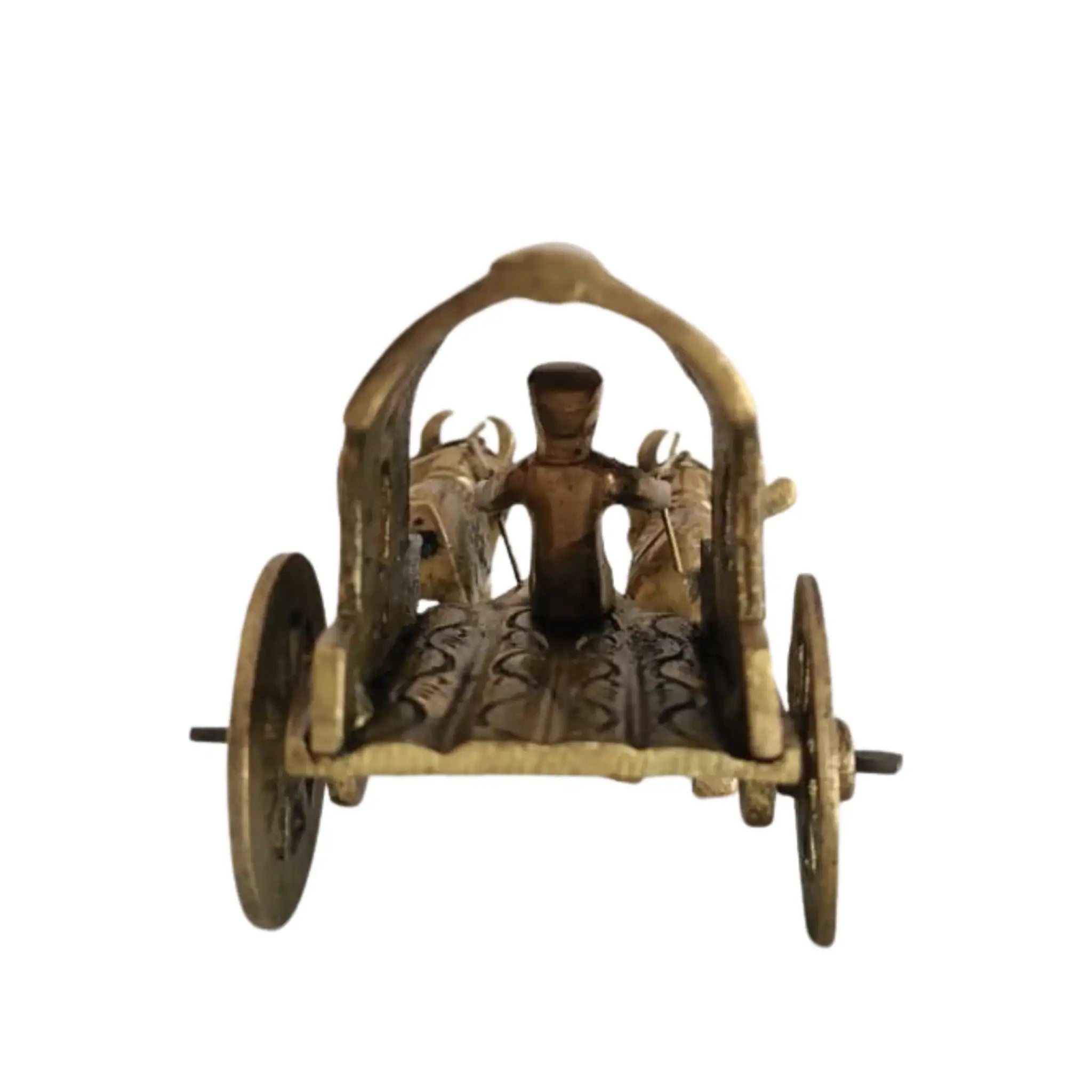 Brass Bullock Cart Figurine with Covered Canopy | Traditional Home Decor Showpiece   Brass Ware