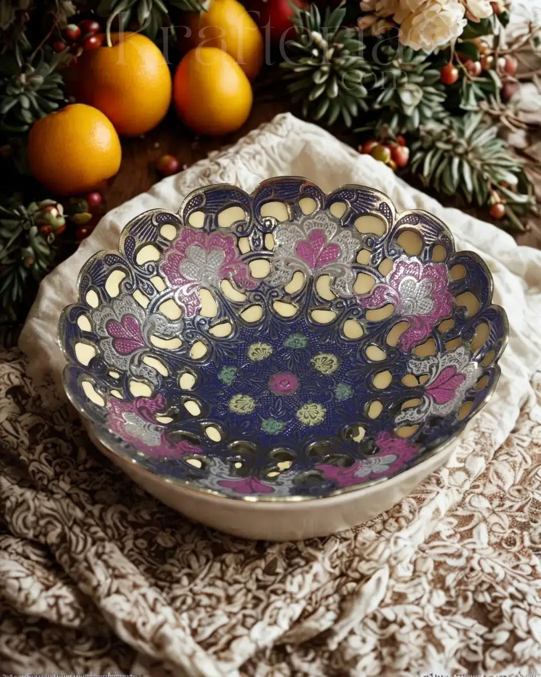 Artisan Bloom-Brass Bowl with Floral Motif   Brass Ware